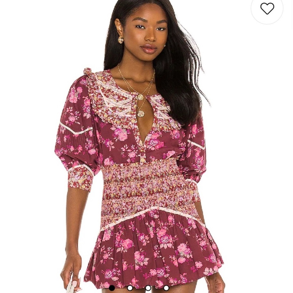 LoveShackFancy Morrison Lace Top in Spiced Apple Red